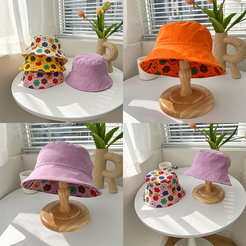 Bộ Khung Đồ Chơi Cho Bé❤Mũ Tai Bèo Hai Mặt Họa Tiết Hoa Nhỏ Thời Trang Mùa Xuân Cho Bé Trai Và Gái