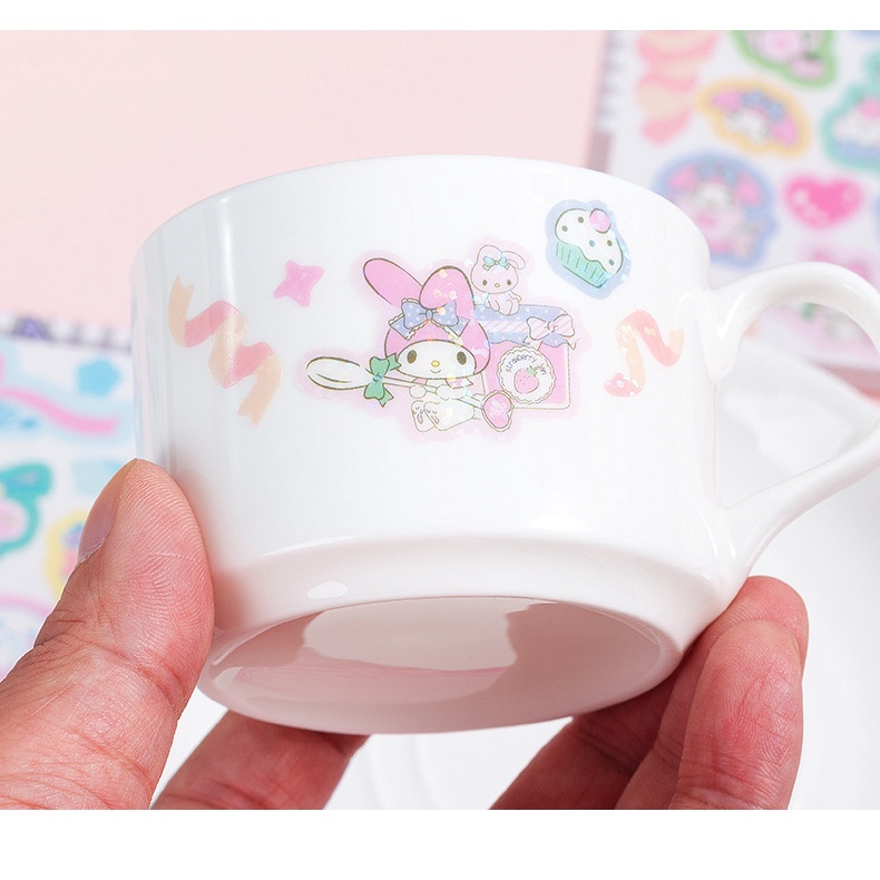Miếng Dán Trang Trí Sổ Tay Diy Hình Hoạt Hình Sanrio Kuromi Melody Cinnamoroll Dễ Thương
