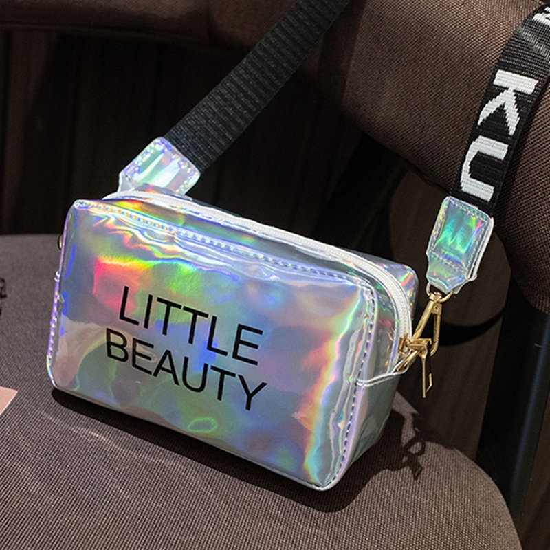 Túi Đeo Chéo Vai Bằng Nhựa Pvc Màu Laser Thời Trang Sành Điệu Cho Nữ