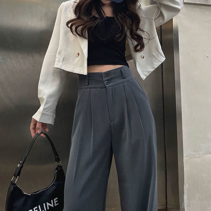 Quần Dài Lưng Cao Dáng Rộng Thời Trang Cá Tính Cho Nữ