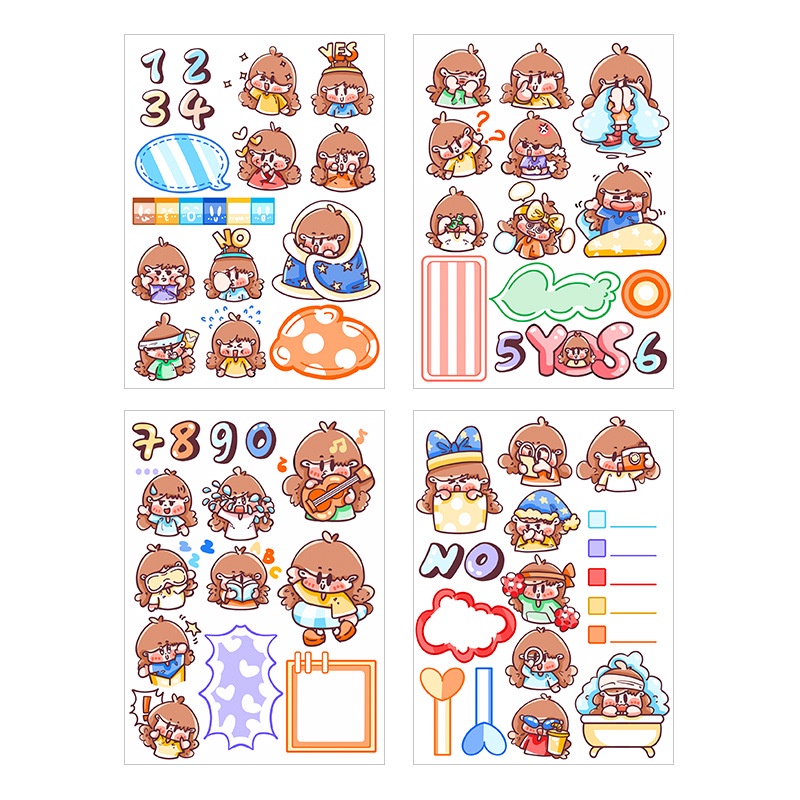 Miếng Dán Trang Trí Sổ Tay Nhật Ký Hình Hoạt Hình Xia Yanzi Dễ Thương
