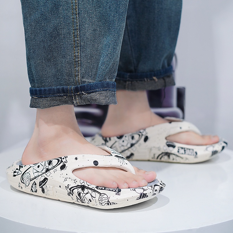 Dép Xỏ Ngón Đi Trong Nhà Đế Dày Mềm Mại Họa Tiết Rằn Ri Phiên Bản Hàn Quốc Cho Nam