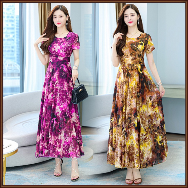 Đầm Tay Ngắn Cổ Chữ V Dáng Ôm In Họa Tiết Hoa Xinh Xắn Thời Trang Cho Nữ