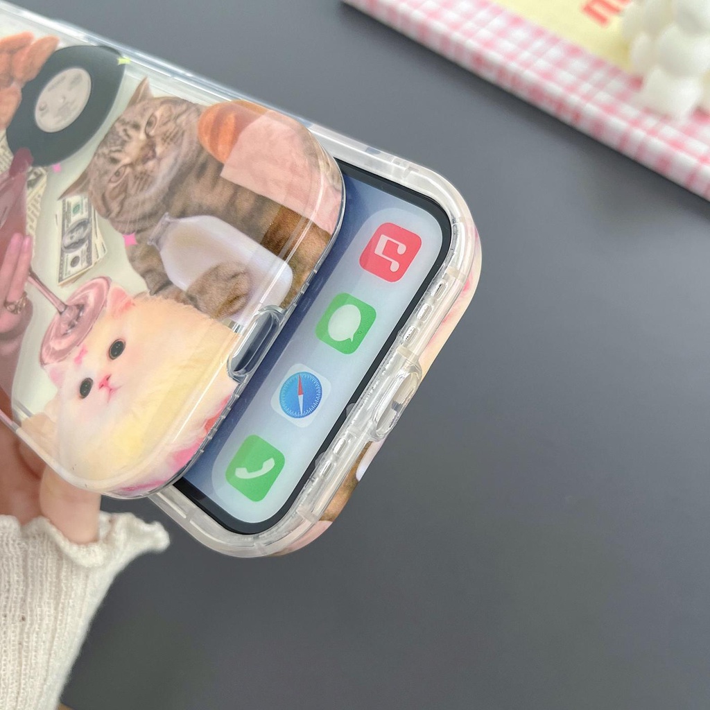 Ốp Điện Thoại Silicone TPU Mềm Trong Suốt In Hình Mèo Bảo Vệ Ống Kính Máy Ảnh Cho iPhone 14 13 12 11 Pro Max