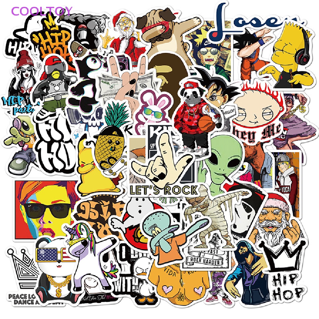 Set 100 Sticker Dán Trang Trí Máy Tính Phong Cách Hip Hop Rock