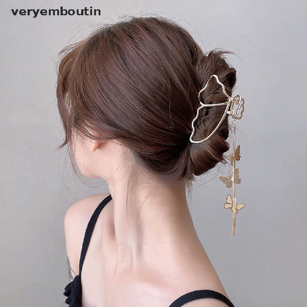 1 Kẹp Tóc Cánh Bướm / Hình Học Cỡ Lớn Bằng Kim Loại Màu Vàng Sang Trọng Cho Nữ