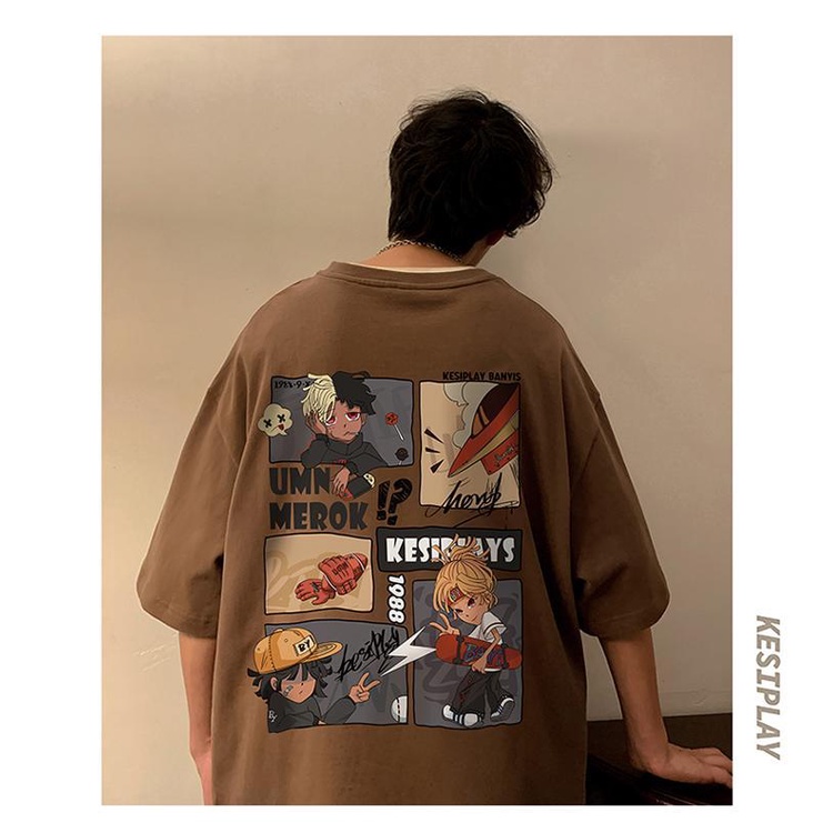 Áo Thun Tay Ngắn Dáng Rộng Phong Cách Hip Hop Đường Phố Mỹ Plus Size Cho Nam