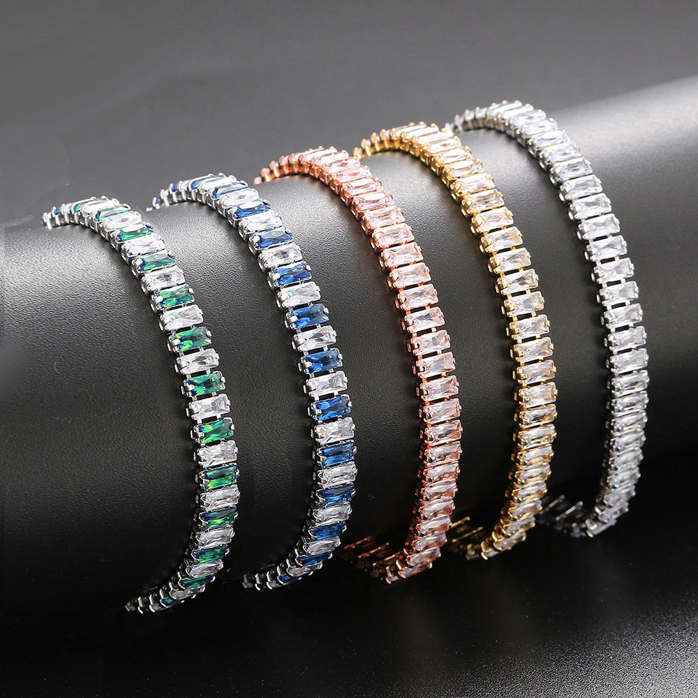 Vòng Tay Đính Đá Zircon Nhiều Màu Kích Thước 2.5x5mm Thời Trang Cho Nữ