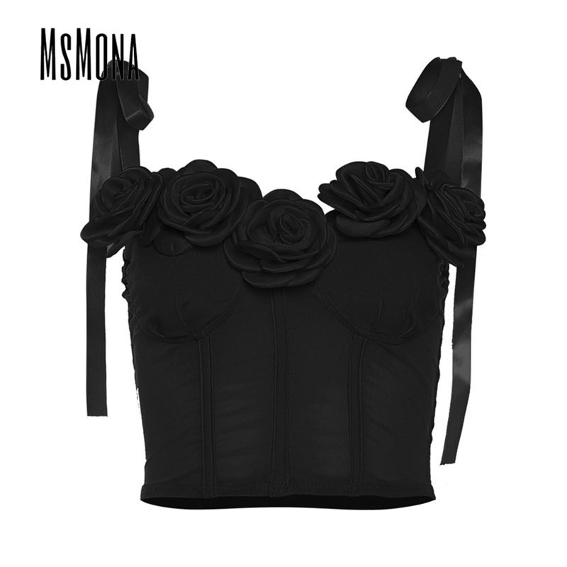 Áo Tank Top Hai Dây Dáng Ôm Màu Trơn Họa Tiết Hoa Thời Trang 2023 Cho Bạn Gái