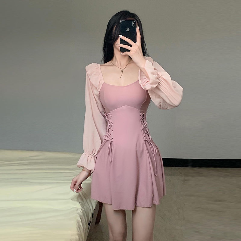 Áo Đầm Mỏng Che Bụng Một Mảnh Phong Cách Mới Mùa Hè 2023 Kích Thước Lớn Phong Cách ins Cho Nữ Sinh