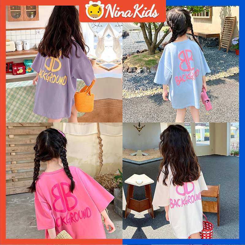 Áo Thun Cotton Ngắn Tay In Hình Thời Trang Hè Hàn Quốc Đáng Yêu Dành Cho Bé Gái 1-7 Tuổi 2023