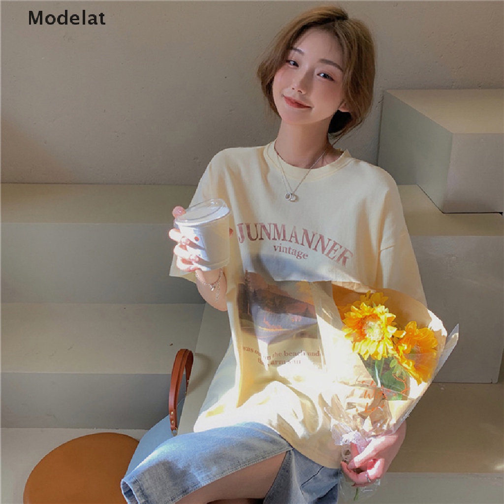 Áo Thun Tay Ngắn Cổ Tròn Dáng Rộng In Họa Tiết Thời Trang Mùa Hè Phong Cách Harajuku Cho Nữ
