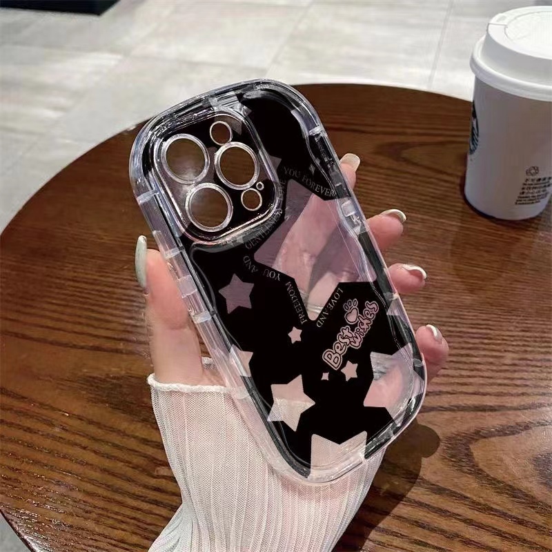 Ốp Điện Thoại Silicon TPU Mềm Trong Suốt Họa Tiết Ngôi Sao Đen Dễ Thương Cho IPhone 14 13 11 Pro Max 12 8 7 Plus XS XR X