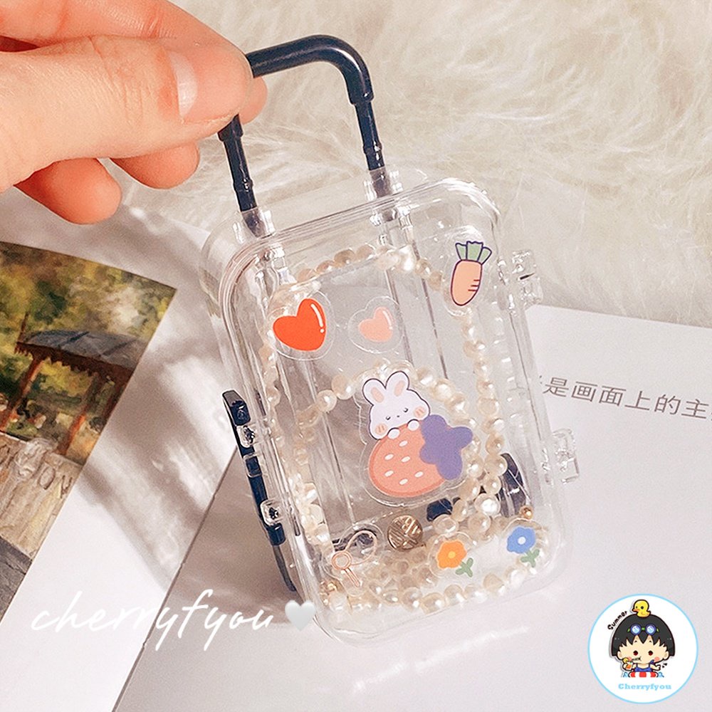 Hộp Đựng Trang Sức Để Bàn Trong Suốt Hình Vali Mini Đơn Giản Sáng Tạo