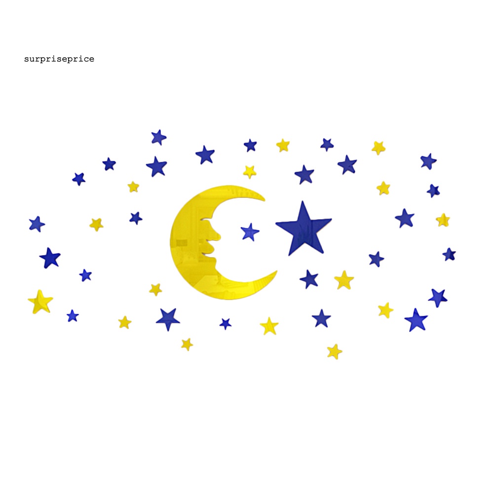 Decal dán tường Bằng Acrylic Với Họa Tiết 3D Hình Mặt Trăng Và Ngôi Sao Dùng Trang Trí Phòng Cho Trẻ