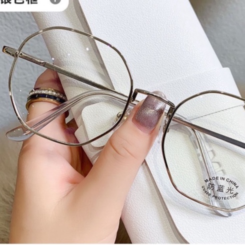 Mắt Kính Gọng Tròn Bằng Kim Loại Chống Tia Bức Xạ Thời Trang Cho Nữ