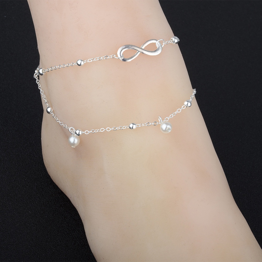 Lk--boho LK--Boho Lắc chân Trần Đi Biển Chuỗi Hạt 2 Lớp Quyến Rũ Infiniti-y