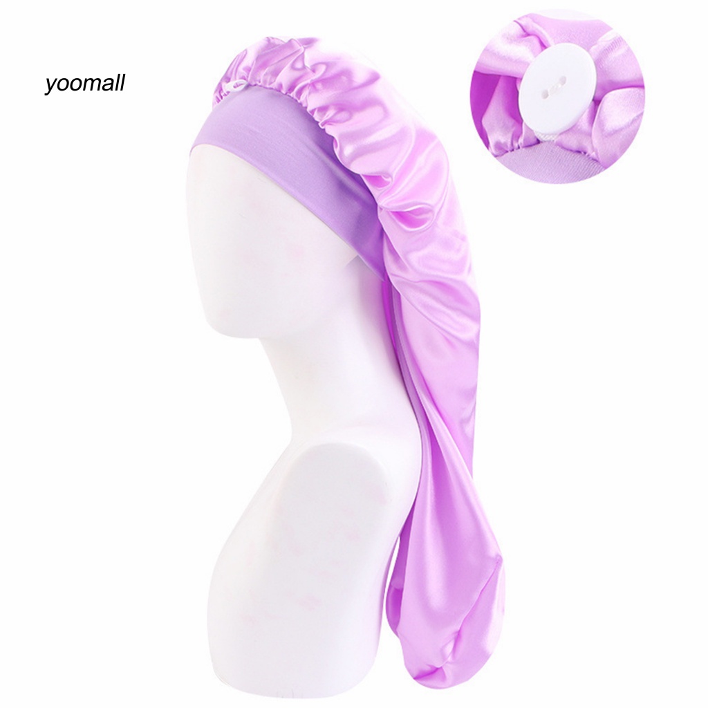 Mũ Trùm Tóc Bằng Satin Nhân Tạo Màu Trơn Độ Co Giãn Cao Cài Khuy