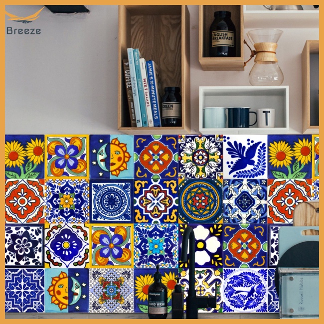 Set 24 Nhãn Dán Cầu Thang Tự Dính Họa Tiết Gạch Cổ Điển Trang Trí Nhà Cửa / Nhà Bếp / Phòng Tắm