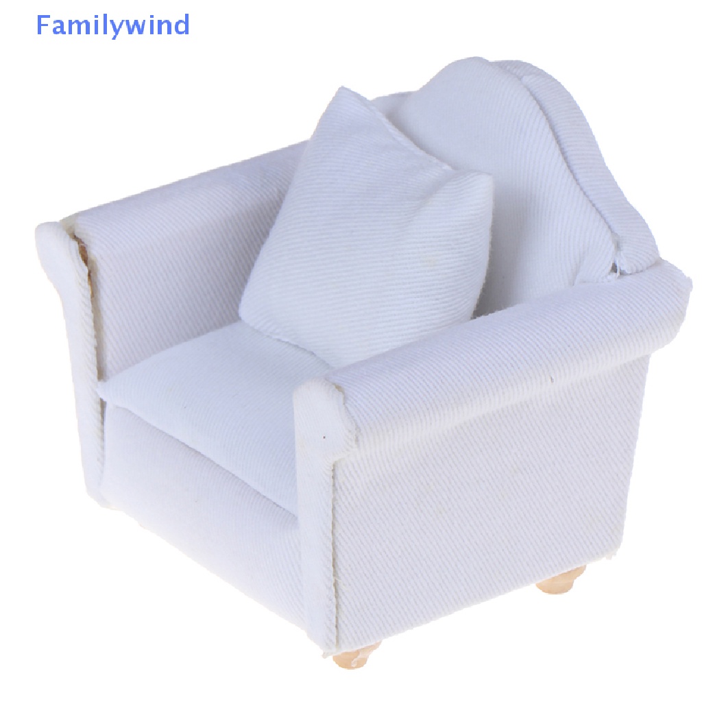 Mô Hình Ghế Sofa Màu Trắng Có Đệm Lưng Tỉ Lệ 1 / 12 Trang Trí Nhà Búp Bê