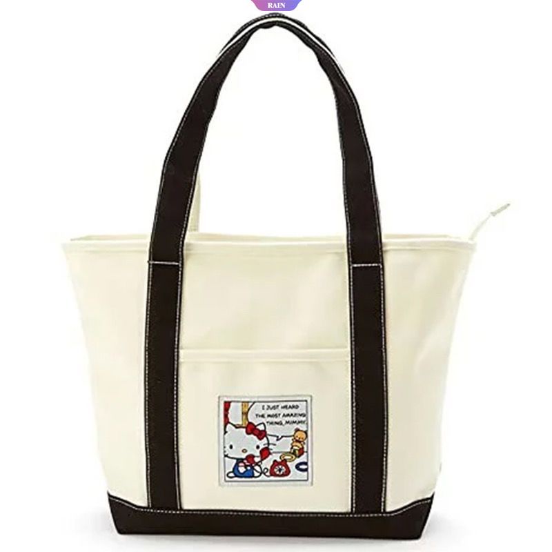 Sanrio Túi Tote Vải Canvas Đeo Vai Sức Chứa Lớn Hình Hello Kitty Cinnamoroll Kuromi Pochacco Đáng Yêu Cho Nữ [RAIN]