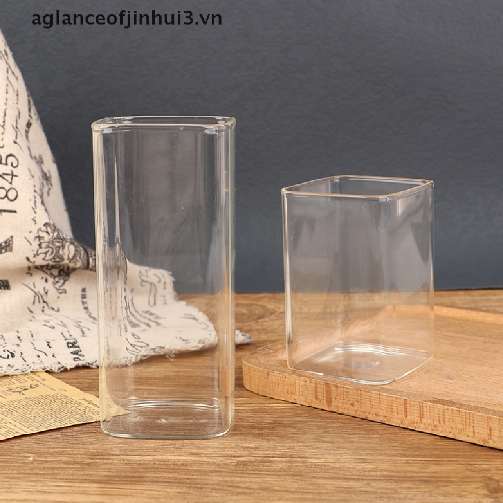 Cốc Thủy Tinh Trong Suốt Hình Vuông Đựng Nước Ép / Sữa / Cà Phê Tiện Dụng