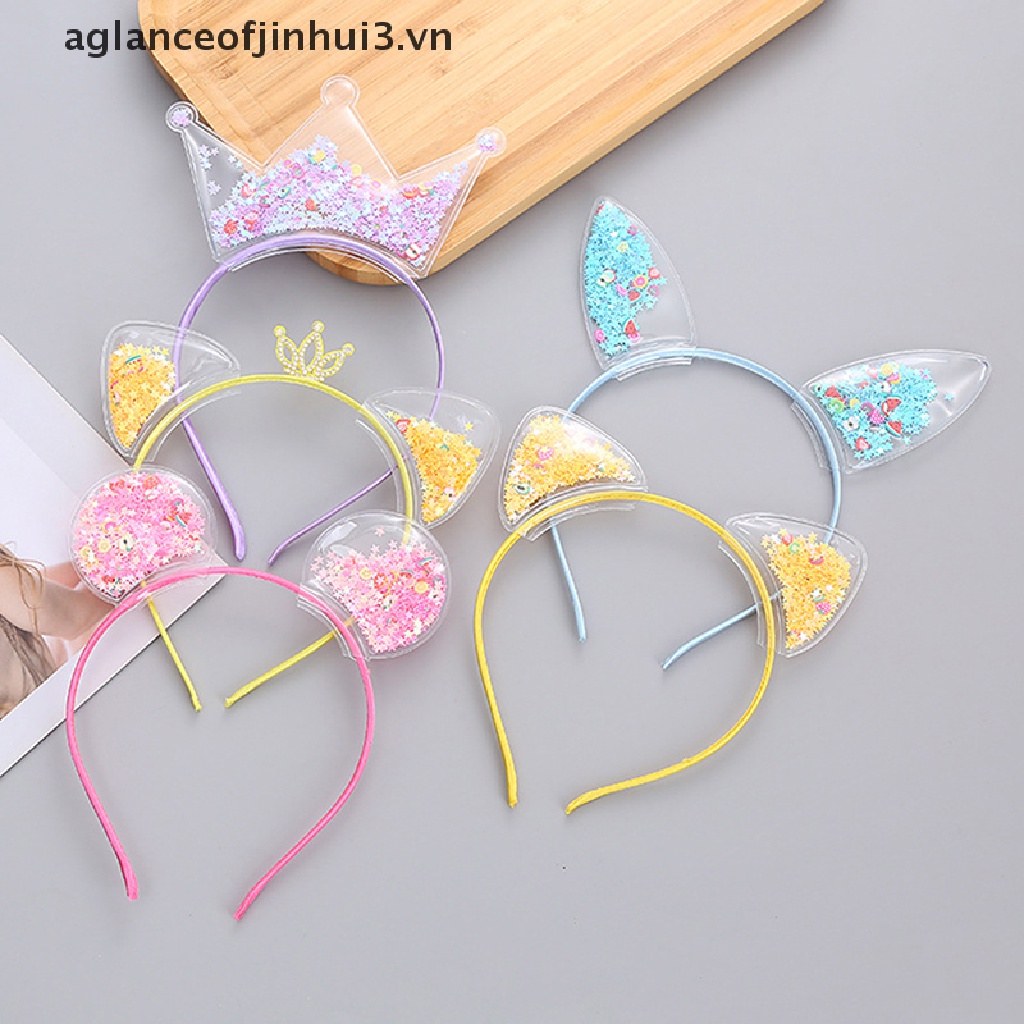 ~ Afhvn ~ Băng Đô Trong Suốt Phối Kim Tuyến Lấp Lánh Thời Trang Cho Bé Gái