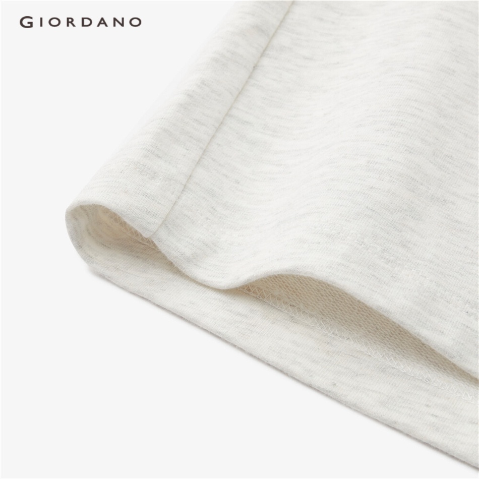 Giordano quần đùi nữ vải thun cotton 100% cạp co giãn hình thêu chữ cái phong cách giản dị dệt kim 05403455