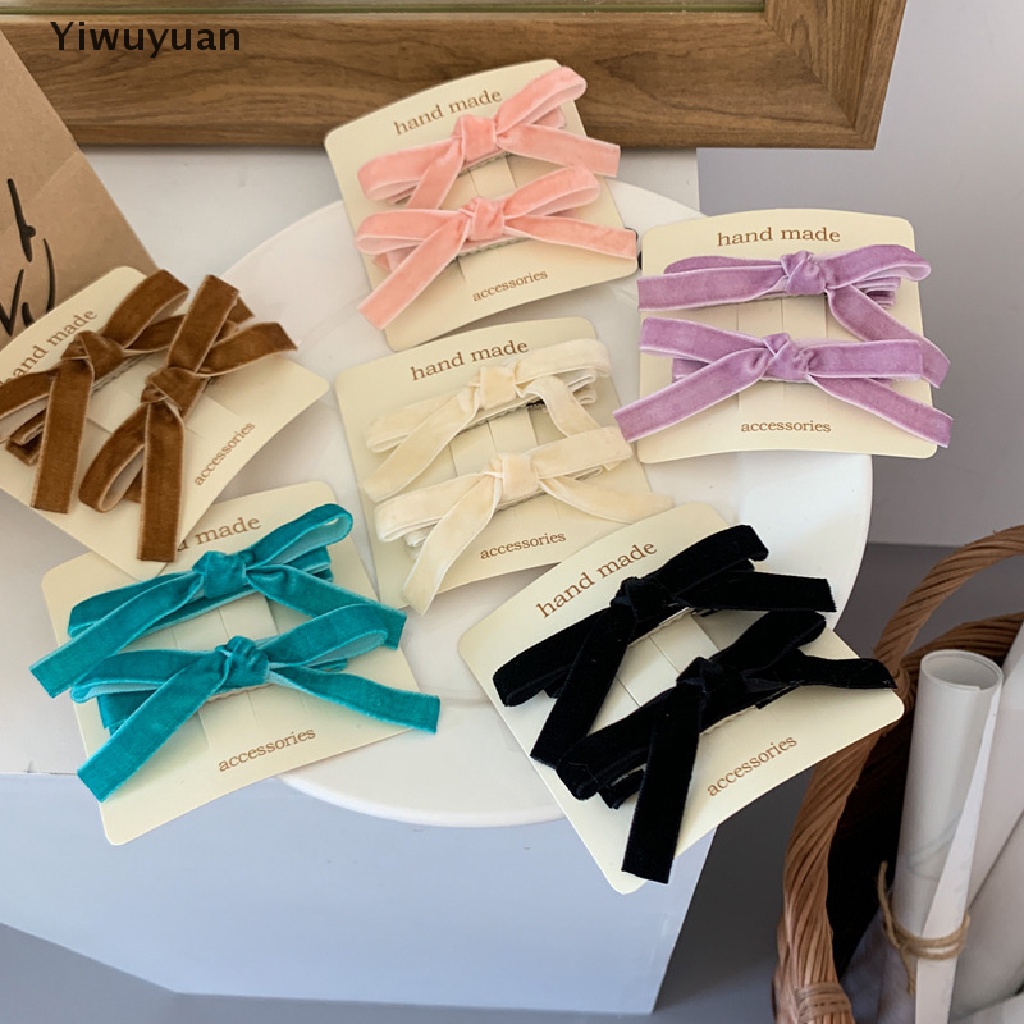 &lt; Yiwuyuan &gt; Kẹp Tóc Hình Nơ Bằng Nhung Phong Cách Vintage Cho Nữ Giảm Giá