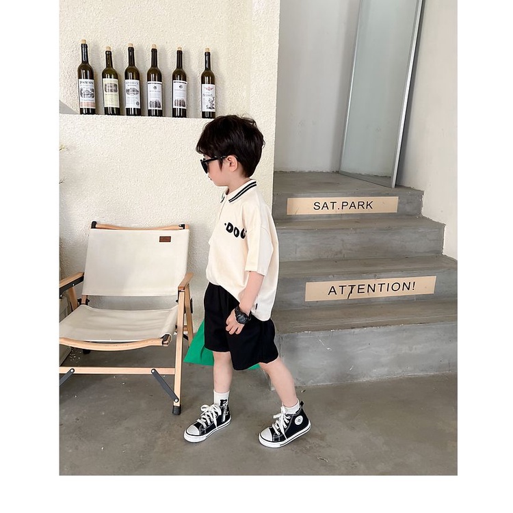 Áo Sơ Mi Cotton Tay Ngắn Thoáng Khí In Họa Tiết Hoạt Hình Thời Trang Mùa Hè Cho Bé Trai