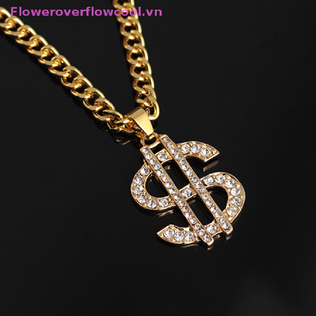 Vòng cổ Mạ VàNg HìNh Kí HiệU Dollar ĐíNh Đá ĐộC ĐáO