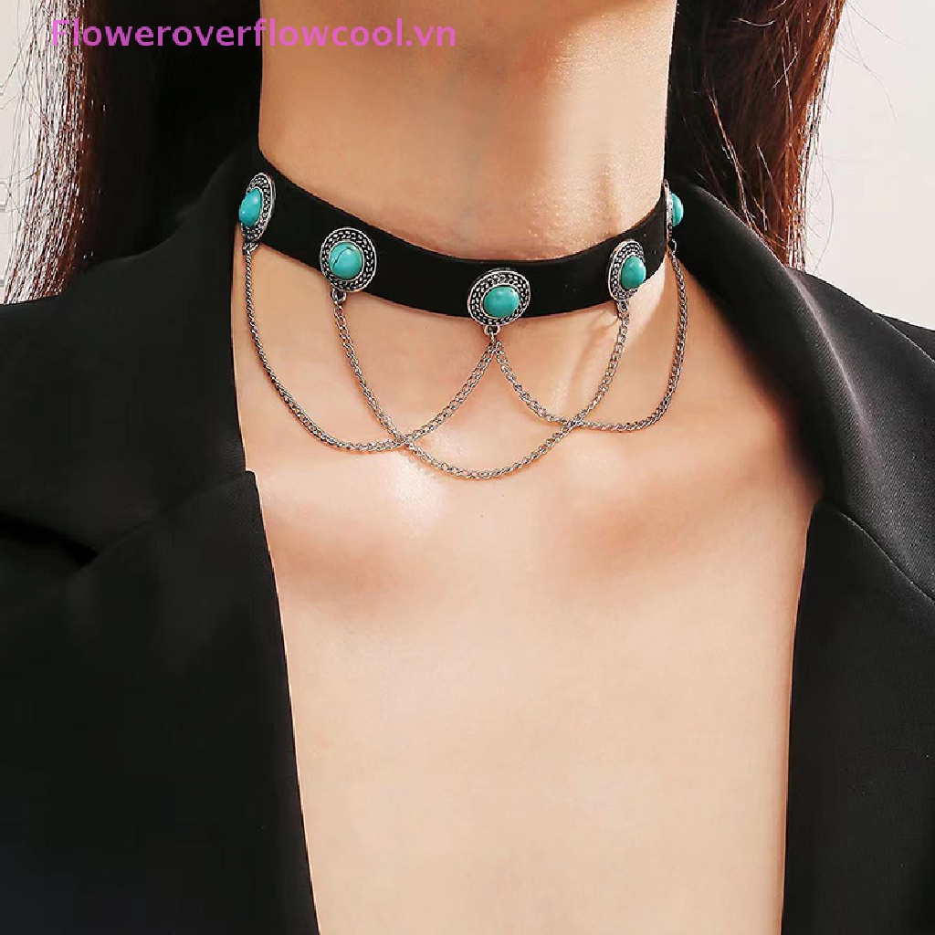 Vòng Cổ Choker Nhung Đen Nhiều Lớp Phong Cách Gothic Cổ Điển Cho Nữ