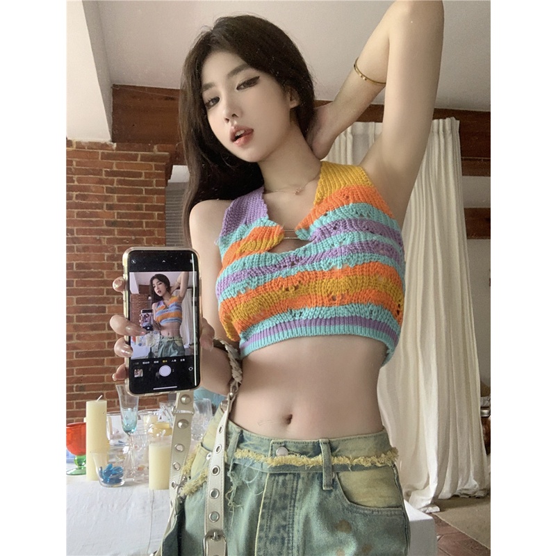 Áo Dệt Kim Hai Dây Hở Lưng Nhiều Màu Sắc Gợi Cảm Thời Trang Cho Nữ