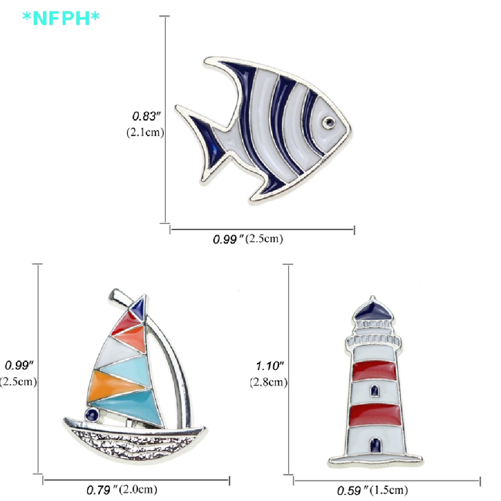 Nfph &gt; Ghim Cài Áo Hình Thuyền Buồm Cá Thủy Thủ Mặt Trăng Tráng Men Thời Trang Mới