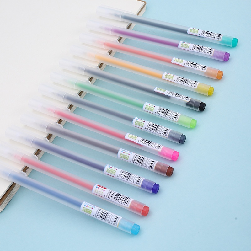 Set 12 Bút Mực Gel 0.5mm Màu Sáng / Đen Mượt Mà Thay Thế