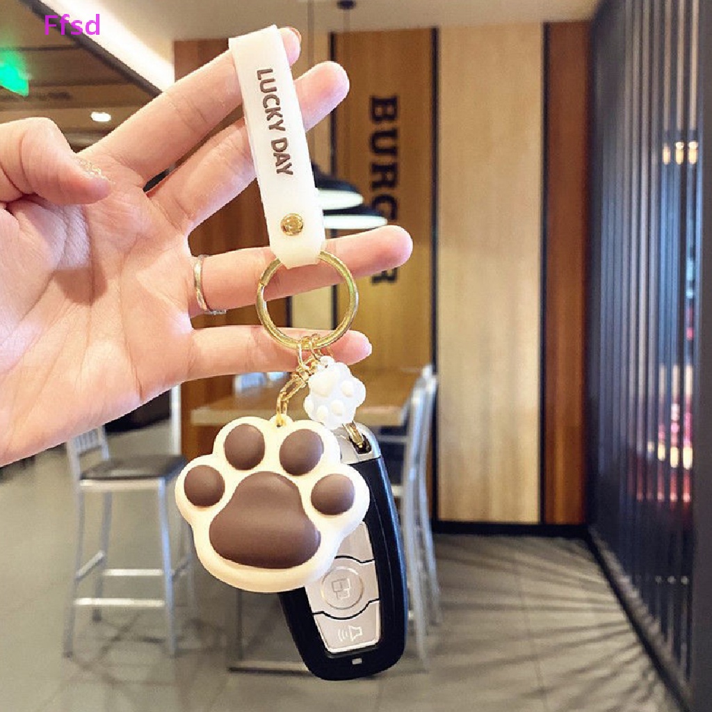 {Ffsd} Móc Chìa Khóa Xe Hơi / Ba Lô Bằng Cao Su Pvc Mềm Hình Chân Mèo Hoạt Hình Chống Thất Lạc * Bán Chạy