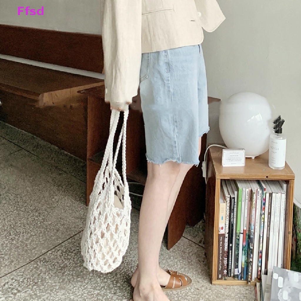 {Ffsd} Hàng Bán Chạy 1 Túi Xách Đeo Vai Bằng Cotton Đan Lưới Rỗng Dùng Khi Đi Biển Mùa Hè
