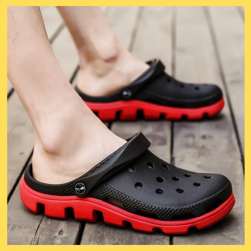 Dép Cross Unisex ❤️ Dép sục nhựa cá độn đế đi mưa siêu nhẹ dép lỗ đi trong nhà cho cặp đôi nam nữ đen đỏ VHMART14