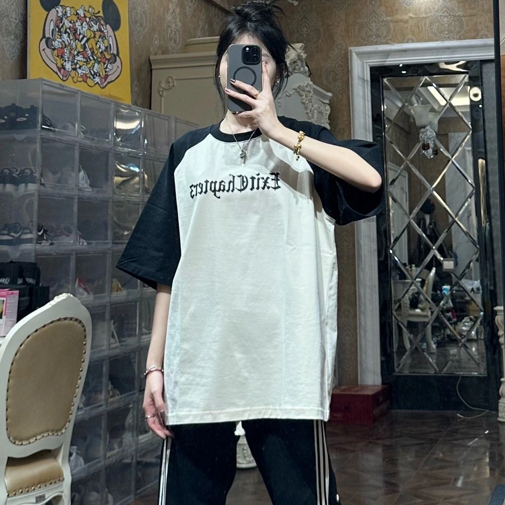 Áo Thun Cotton Tay Ngắn Dáng Rộng In Họa Tiết Độc Đáo Phong Cách Hàn Quốc Thời Trang Cho Nữ