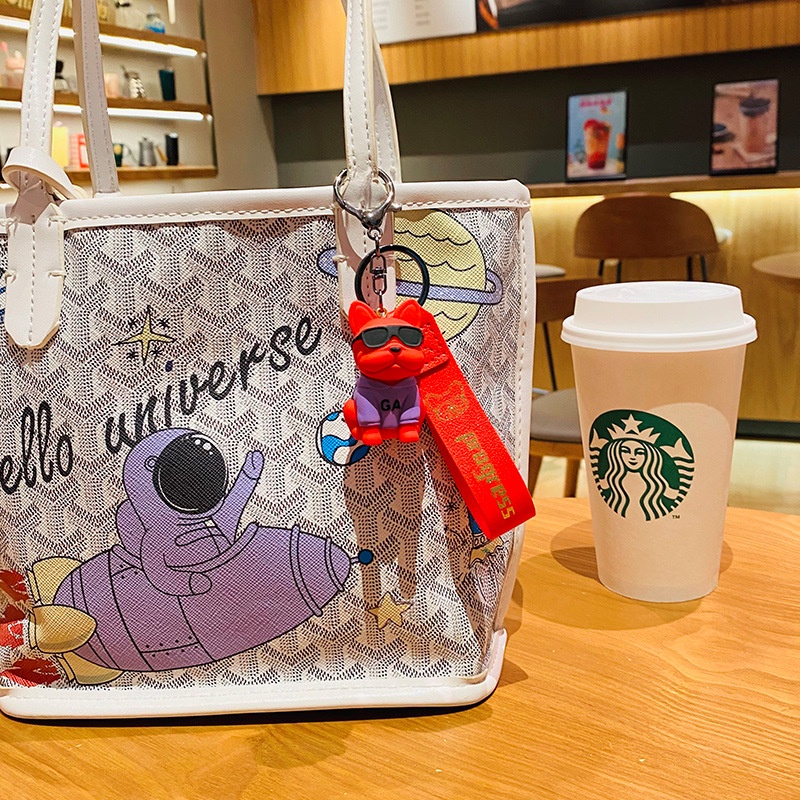 Móc Khóa Hình Chú Chó Đeo Kính Mát Hoạt Hình Sáng Tạo Độc Đáo