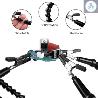 Helping Hands Soldering Third Hand PCB Tool with 6 Flexable Arms Light Rotatable Clips and Stable Desk Clamp Base for Soldering Assembly Repair Modeling DIY Black