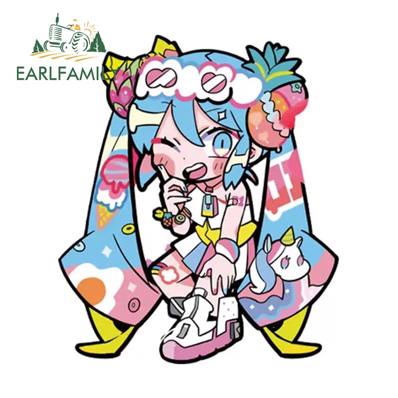 Sticker Dán Kính Chắn Gió Xe Hơi Chống Nước Hình Hatsune Miku 13Cmx11.1Cm
