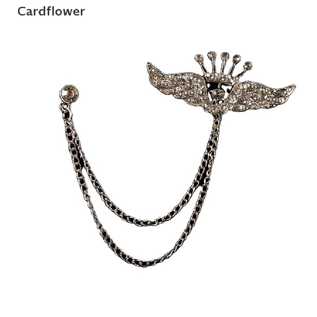 < Cardflower > Ghim Cài Áo Hình Chiếc Lá Phối Dây Xích Tua Rua Pha Lê Cho Nam Và Nữ
