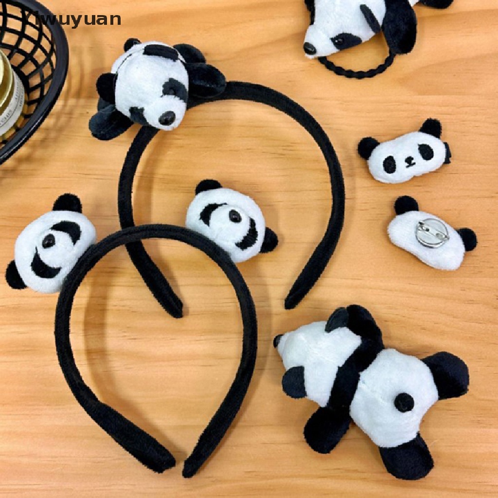 < Yiwuyuan > Băng Đô Cài Tóc Co Giãn Hình Gấu Trúc Dễ Thương Phụ Kiện Trang Phục Hàng Có Sẵn