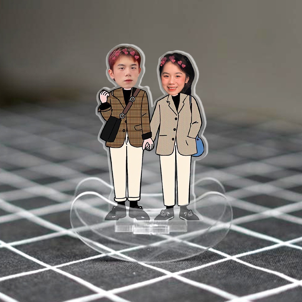 Standee lắc lư cặp đôi in theo yêu cầu chibi đáng yêu quà tặng cho người yêu, người thân, bạn bè