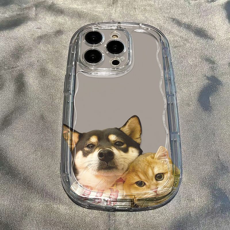 ✅Ốp Điện Thoại Mềm Trong Suốt Chống Sốc Hình Chó Mèo Cho Iphone xr / 7 / 8p11 12iPhone14 xs13 promax