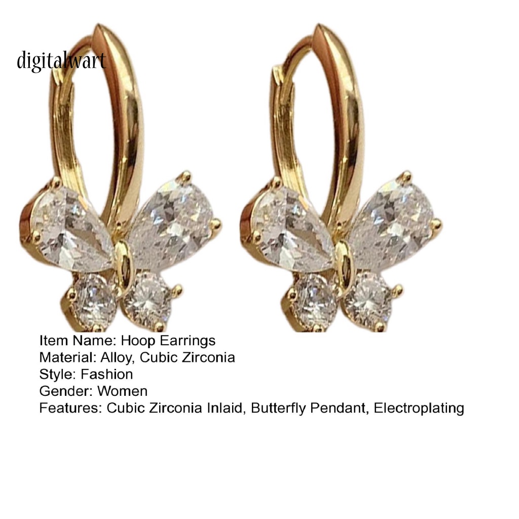 Kỹ Thuật Số| 1 Đôi Bông Tai Tròn Đính Đá Zircon Thời Trang Dành Cho Nữ