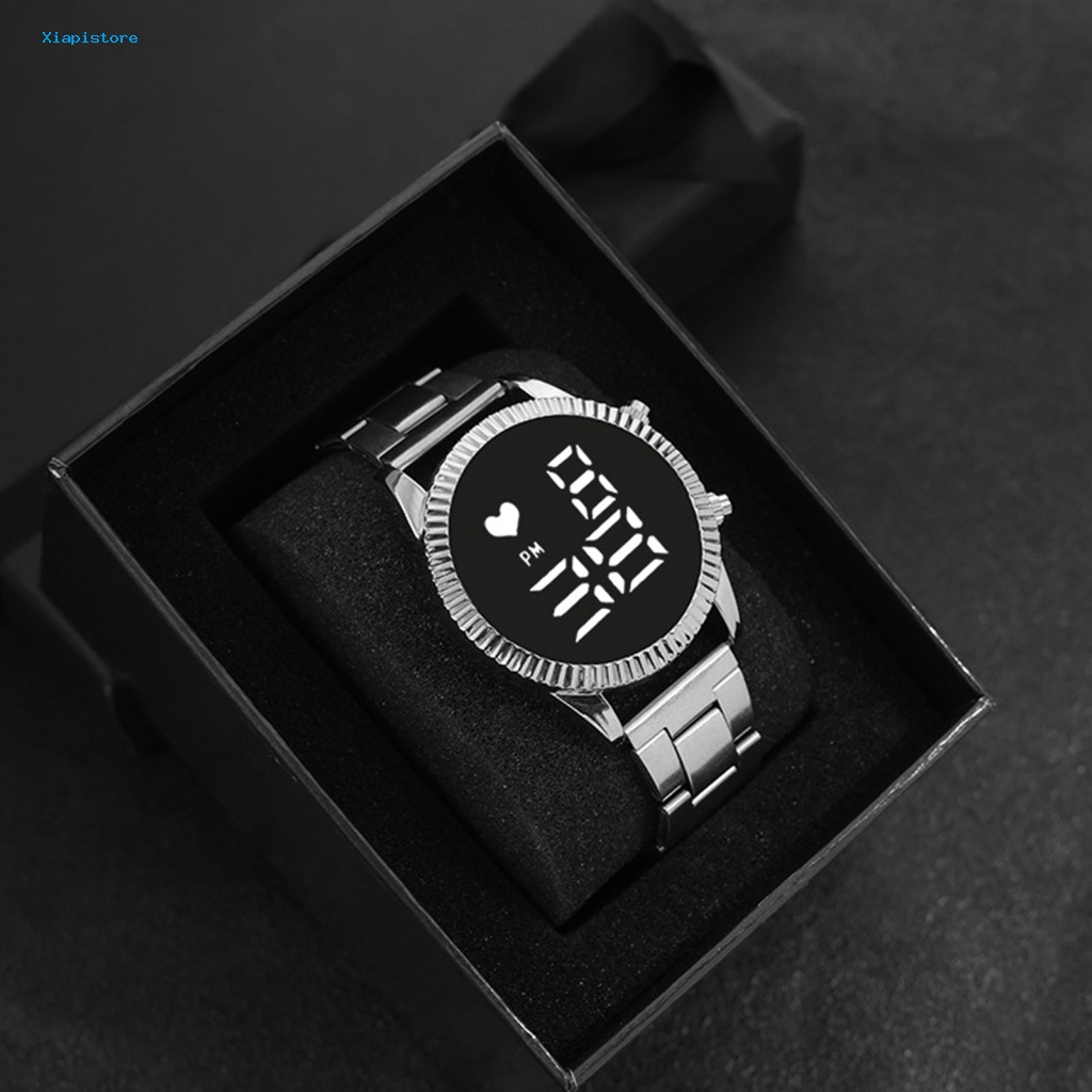 [Xiapistore] Đồng Hồ Đeo Tay Điện Tử Màn Hình LED Tròn Cỡ Lớn Dây Hợp Kim Hiển Thị Thời Gian Chính Xác Nhiều Màu Sắc Tùy Chọn