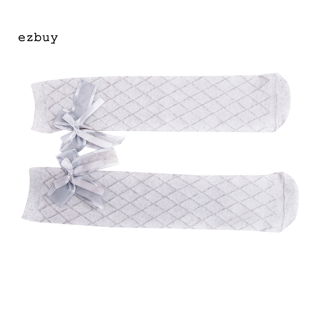 Vớ Cotton Cao Qua Gối Màu Trơn Trang Trí Nơ Xinh Xắn Thời Trang Mùa Xuân