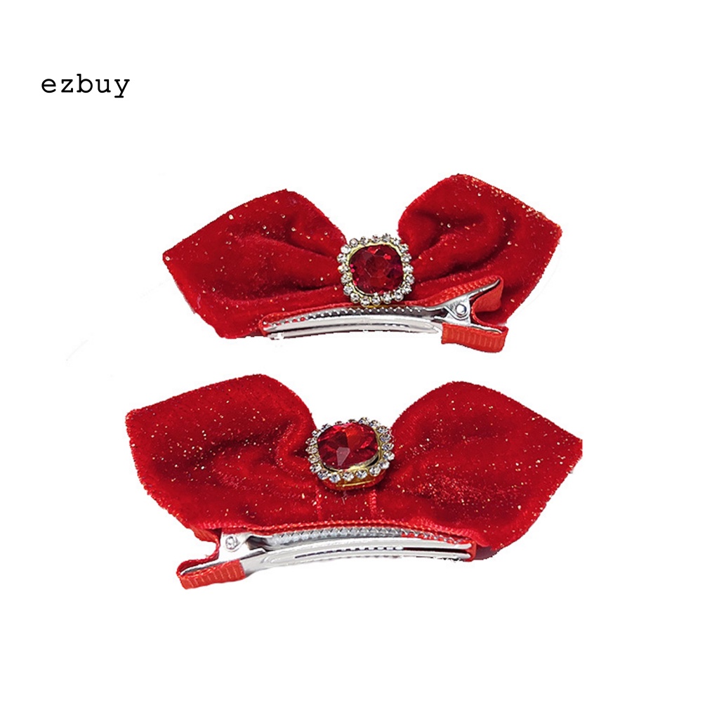 1 Cặp Kẹp Tóc Nơ Đính Ngọc Trai Giả Phối Tua Rua May Mắn Cho Bé Mặc Hàng Ngày Năm Mới